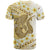 Gold Hawaii Shark Tattoo T Shirt Frangipani With Polynesian Pastel Version