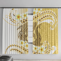 Gold Hawaii Shark Tattoo Window Curtain Frangipani With Polynesian Pastel Version LT14 With Hooks Gold - Polynesian Pride