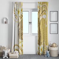 Gold Hawaii Shark Tattoo Window Curtain Frangipani With Polynesian Pastel Version LT14 - Polynesian Pride