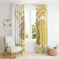 Gold Hawaii Shark Tattoo Window Curtain Frangipani With Polynesian Pastel Version LT14 - Polynesian Pride