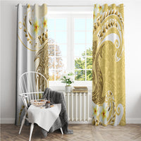 Gold Hawaii Shark Tattoo Window Curtain Frangipani With Polynesian Pastel Version LT14 - Polynesian Pride