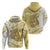 Gold Hawaii Shark Tattoo Zip Hoodie Frangipani With Polynesian Pastel Version