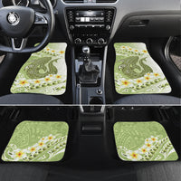Green Hawaii Shark Tattoo Car Mats Frangipani With Polynesian Pastel Version LT14 Set 4pcs Green - Polynesian Pride