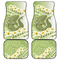 Green Hawaii Shark Tattoo Car Mats Frangipani With Polynesian Pastel Version LT14 - Polynesian Pride