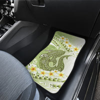 Green Hawaii Shark Tattoo Car Mats Frangipani With Polynesian Pastel Version LT14 - Polynesian Pride