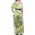 Green Hawaii Shark Tattoo Family Matching Off Shoulder Maxi Dress and Hawaiian Shirt Frangipani With Polynesian Pastel Version