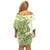 Green Hawaii Shark Tattoo Family Matching Off Shoulder Short Dress and Hawaiian Shirt Frangipani With Polynesian Pastel Version