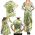 Green Hawaii Shark Tattoo Family Matching Summer Maxi Dress and Hawaiian Shirt Frangipani With Polynesian Pastel Version