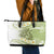 Green Hawaii Shark Tattoo Leather Tote Bag Frangipani With Polynesian Pastel Version