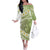 Green Hawaii Shark Tattoo Off The Shoulder Long Sleeve Dress Frangipani With Polynesian Pastel Version