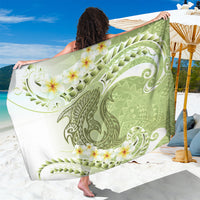 Green Hawaii Shark Tattoo Sarong Frangipani With Polynesian Pastel Version LT14 One Size 44 x 66 inches Green - Polynesian Pride