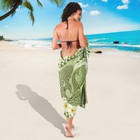 Green Hawaii Shark Tattoo Sarong Frangipani With Polynesian Pastel Version LT14 - Polynesian Pride
