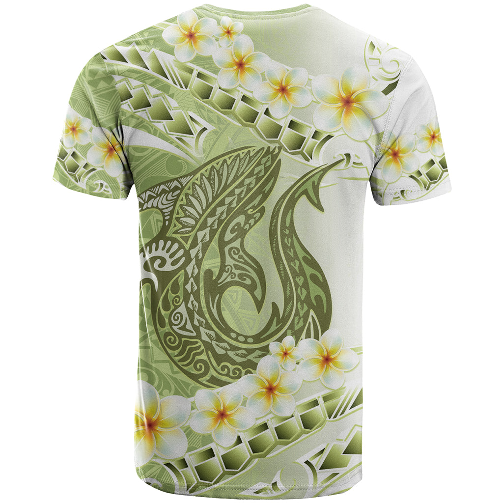 Green Hawaii Shark Tattoo T Shirt Frangipani With Polynesian Pastel Version LT14 - Polynesian Pride