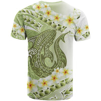 Green Hawaii Shark Tattoo T Shirt Frangipani With Polynesian Pastel Version LT14 - Polynesian Pride
