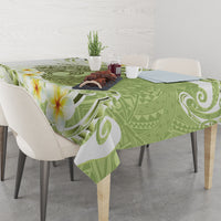 Green Hawaii Shark Tattoo Tablecloth Frangipani With Polynesian Pastel Version LT14 - Polynesian Pride