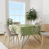 Green Hawaii Shark Tattoo Tablecloth Frangipani With Polynesian Pastel Version LT14 - Polynesian Pride