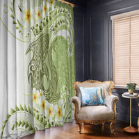 Green Hawaii Shark Tattoo Window Curtain Frangipani With Polynesian Pastel Version LT14 - Polynesian Pride