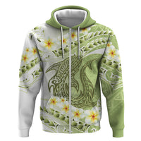 Green Hawaii Shark Tattoo Zip Hoodie Frangipani With Polynesian Pastel Version LT14 Zip Hoodie Green - Polynesian Pride