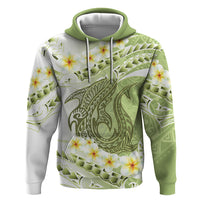 Green Hawaii Shark Tattoo Zip Hoodie Frangipani With Polynesian Pastel Version LT14 Pullover Hoodie Green - Polynesian Pride