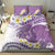 Purple Hawaii Shark Tattoo Bedding Set Frangipani With Polynesian Pastel Version