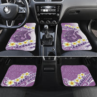 Purple Hawaii Shark Tattoo Car Mats Frangipani With Polynesian Pastel Version LT14 Set 4pcs Purple - Polynesian Pride