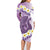 Purple Hawaii Shark Tattoo Family Matching Long Sleeve Bodycon Dress and Hawaiian Shirt Frangipani With Polynesian Pastel Version