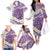 Purple Hawaii Shark Tattoo Family Matching Off The Shoulder Long Sleeve Dress and Hawaiian Shirt Frangipani With Polynesian Pastel Version