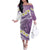 Purple Hawaii Shark Tattoo Family Matching Off The Shoulder Long Sleeve Dress and Hawaiian Shirt Frangipani With Polynesian Pastel Version