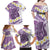 Purple Hawaii Shark Tattoo Family Matching Off Shoulder Maxi Dress and Hawaiian Shirt Frangipani With Polynesian Pastel Version