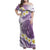 Purple Hawaii Shark Tattoo Family Matching Off Shoulder Maxi Dress and Hawaiian Shirt Frangipani With Polynesian Pastel Version