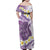 Purple Hawaii Shark Tattoo Family Matching Off Shoulder Maxi Dress and Hawaiian Shirt Frangipani With Polynesian Pastel Version