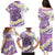 Purple Hawaii Shark Tattoo Family Matching Puletasi and Hawaiian Shirt Frangipani With Polynesian Pastel Version