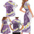 Purple Hawaii Shark Tattoo Family Matching Short Sleeve Bodycon Dress and Hawaiian Shirt Frangipani With Polynesian Pastel Version