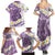 Purple Hawaii Shark Tattoo Family Matching Summer Maxi Dress and Hawaiian Shirt Frangipani With Polynesian Pastel Version