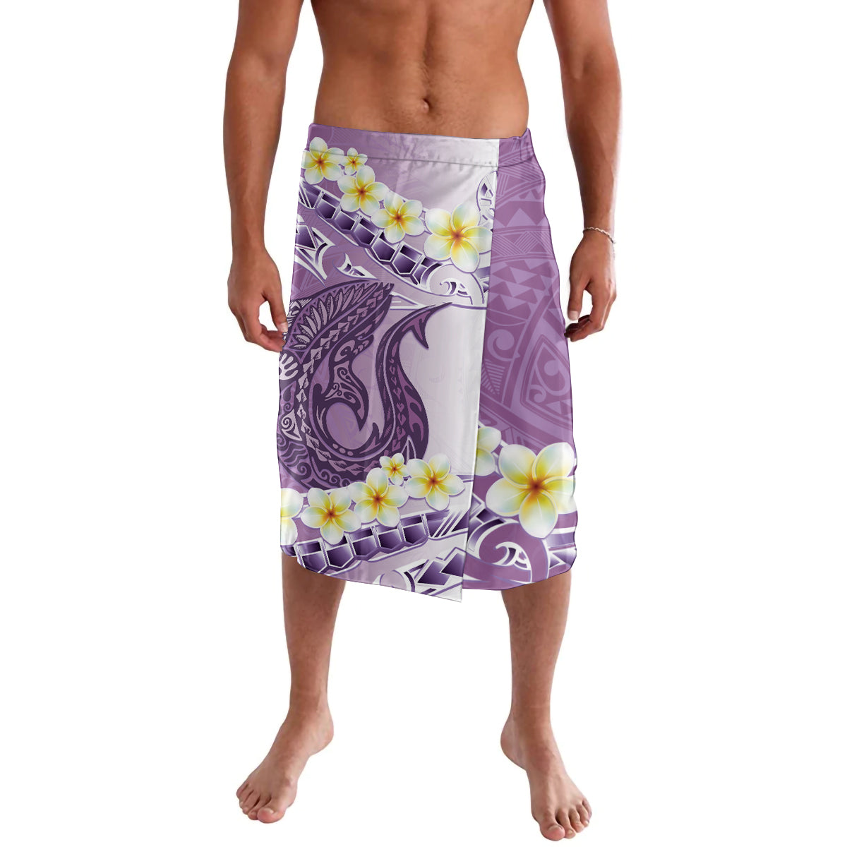 Purple Hawaii Shark Tattoo Lavalava Frangipani With Polynesian Pastel Version LT14 Purple - Polynesian Pride