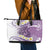 Purple Hawaii Shark Tattoo Leather Tote Bag Frangipani With Polynesian Pastel Version