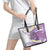 Purple Hawaii Shark Tattoo Leather Tote Bag Frangipani With Polynesian Pastel Version