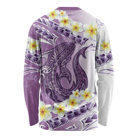Purple Hawaii Shark Tattoo Long Sleeve Shirt Frangipani With Polynesian Pastel Version LT14 - Polynesian Pride