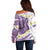 Purple Hawaii Shark Tattoo Off Shoulder Sweater Frangipani With Polynesian Pastel Version