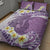 Purple Hawaii Shark Tattoo Quilt Bed Set Frangipani With Polynesian Pastel Version