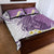 Purple Hawaii Shark Tattoo Quilt Bed Set Frangipani With Polynesian Pastel Version