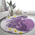 Purple Hawaii Shark Tattoo Round Carpet Frangipani With Polynesian Pastel Version