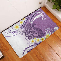 Purple Hawaii Shark Tattoo Rubber Doormat Frangipani With Polynesian Pastel Version LT14 Purple - Polynesian Pride