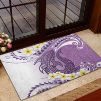 Purple Hawaii Shark Tattoo Rubber Doormat Frangipani With Polynesian Pastel Version LT14 - Polynesian Pride