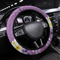 Purple Hawaii Shark Tattoo Steering Wheel Cover Frangipani With Polynesian Pastel Version LT14 Universal Fit Purple - Polynesian Pride