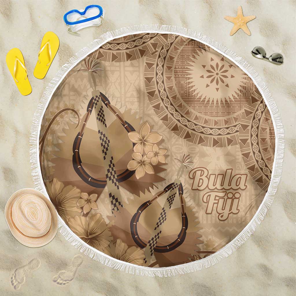 Brown Bula Fiji Beach Blanket Fijian Dance Fan Tapa Cloth Pattern LT14 One Size 150cm Brown - Polynesian Pride