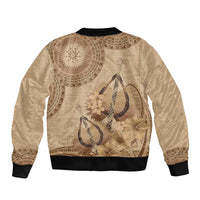 Brown Bula Fiji Bomber Jacket Fijian Dance Fan Tapa Cloth Pattern LT14 - Polynesian Pride