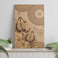 Brown Bula Fiji Canvas Wall Art Fijian Dance Fan Tapa Cloth Pattern LT14 - Polynesian Pride