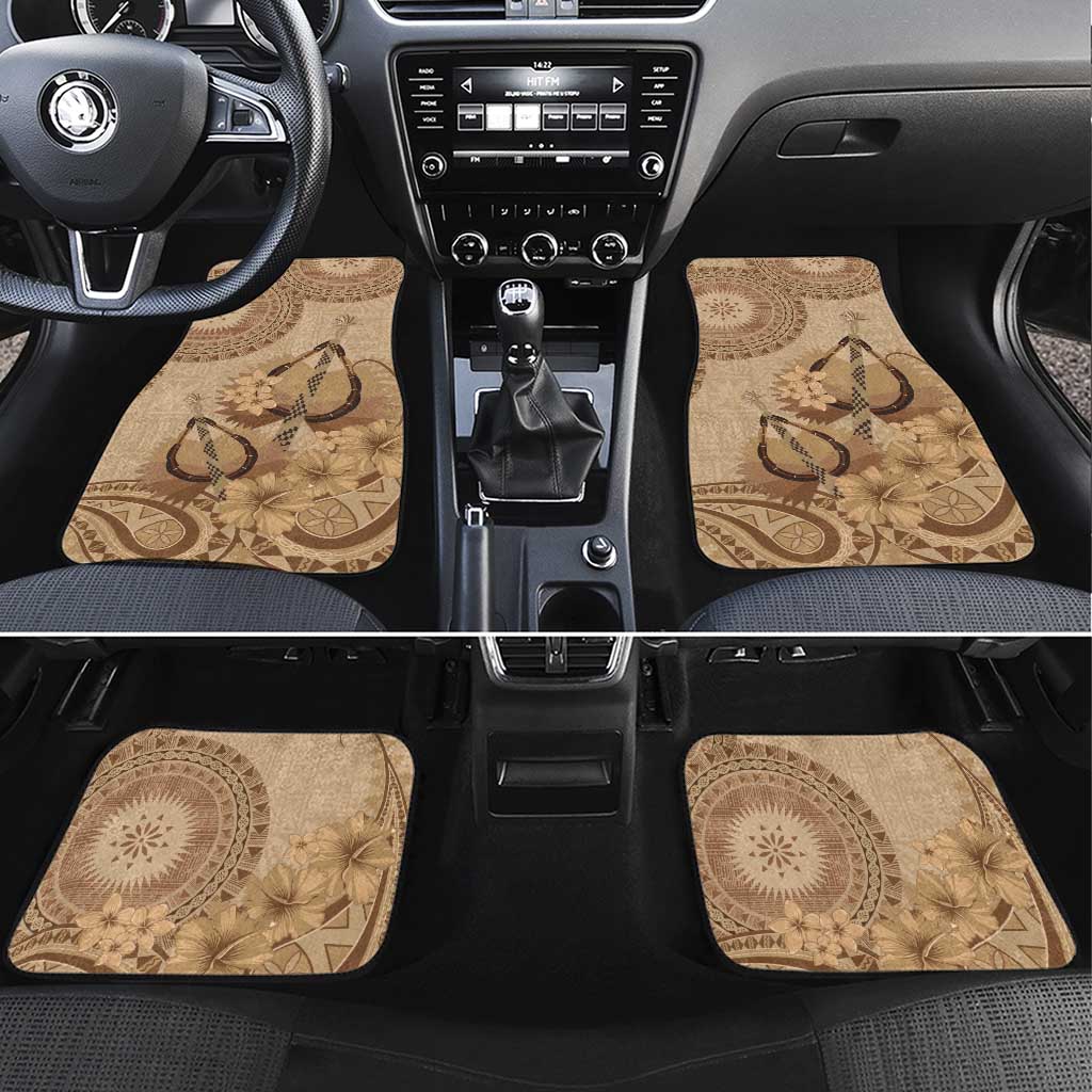 Brown Bula Fiji Car Mats Fijian Dance Fan Tapa Cloth Pattern LT14 Set 4pcs Brown - Polynesian Pride