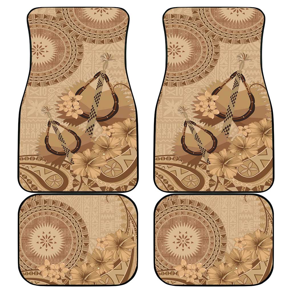 Brown Bula Fiji Car Mats Fijian Dance Fan Tapa Cloth Pattern LT14 - Polynesian Pride